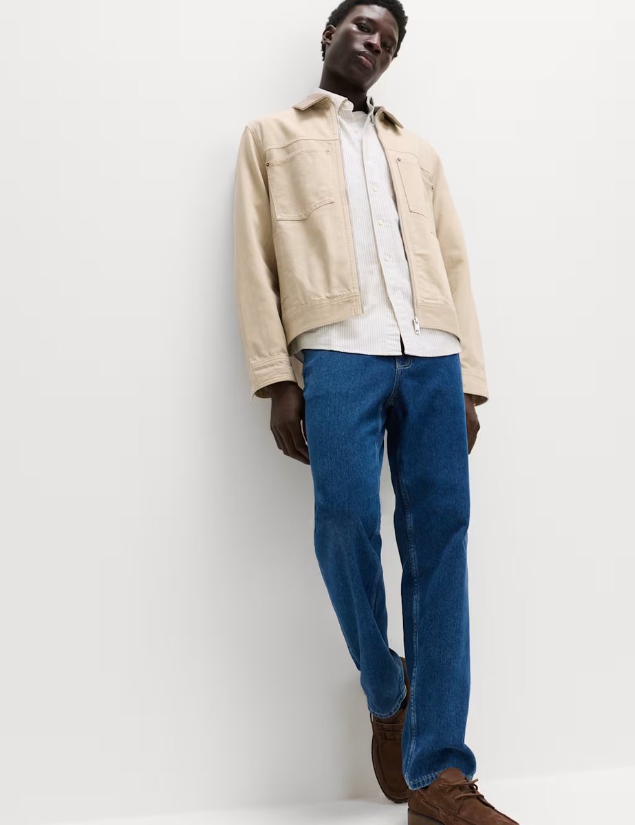 Marks & Spencer M&S Ultimate Pure Cotton Striped Oxford Shirt Ecru Mix - 4