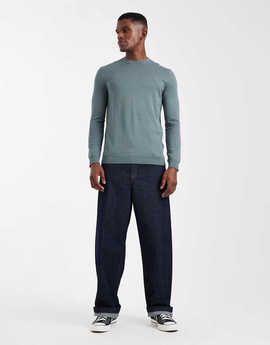 ASOS ONLY & SONS regular fit crew neck knitted jumper in teal - 2