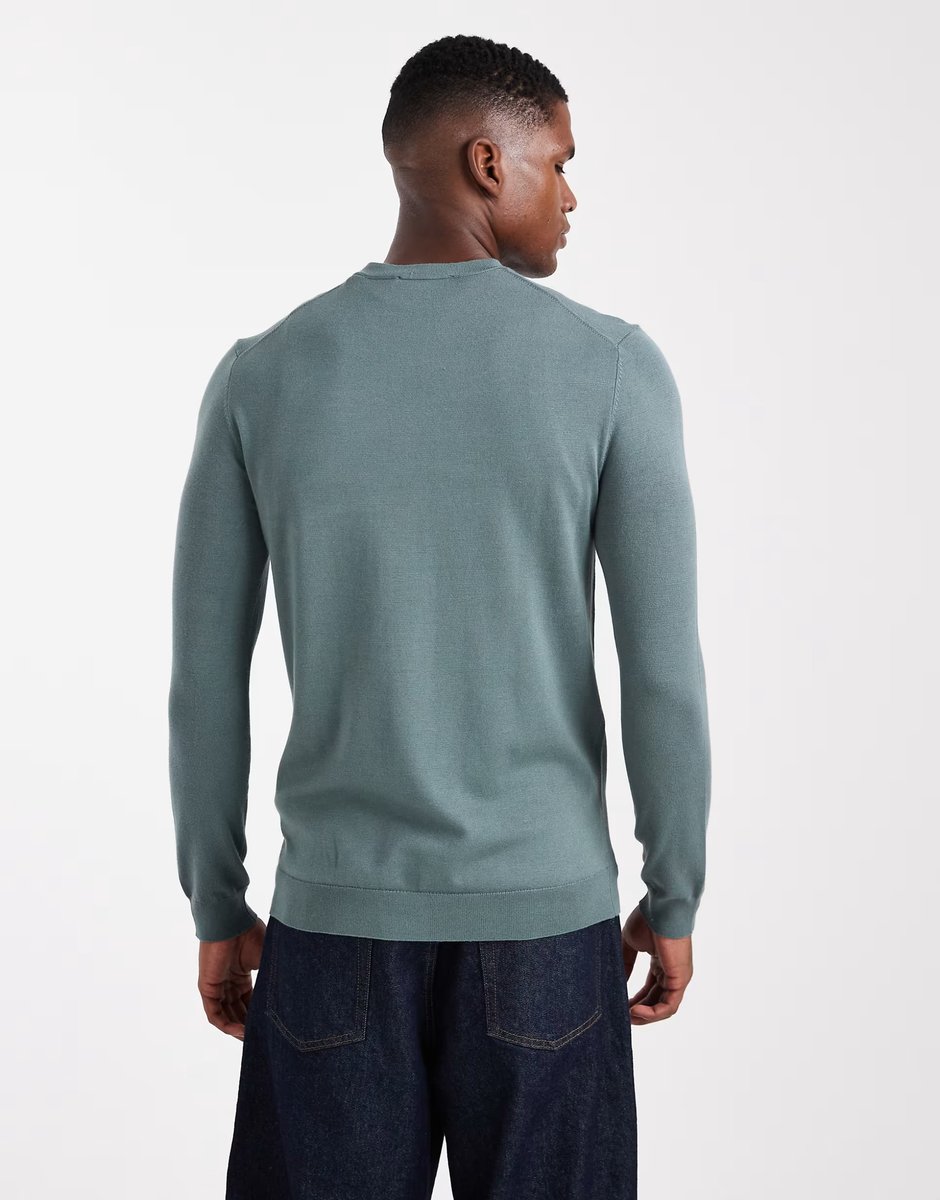 ASOS ONLY & SONS regular fit crew neck knitted jumper in teal - 3