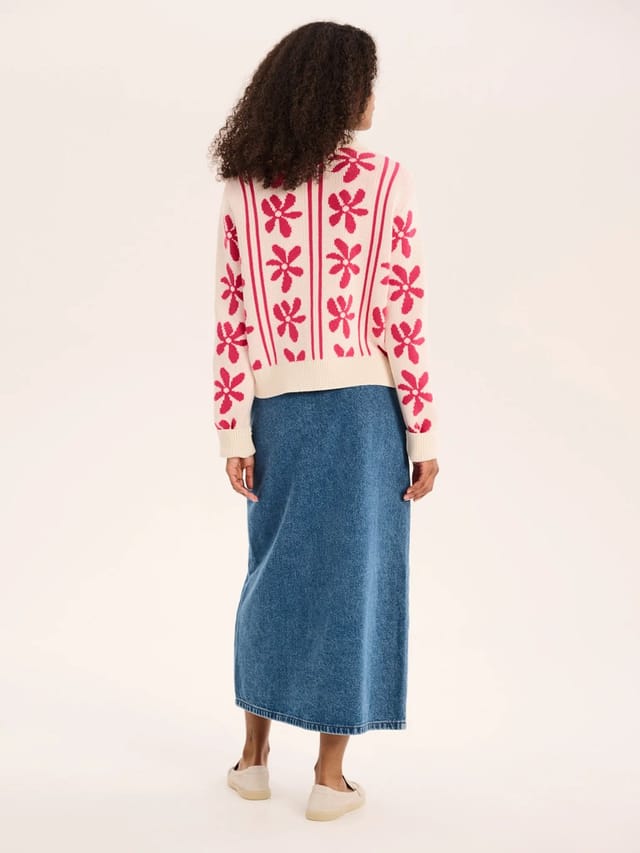 OMNES Loren Floral Cotton Jumper in Cream - 3