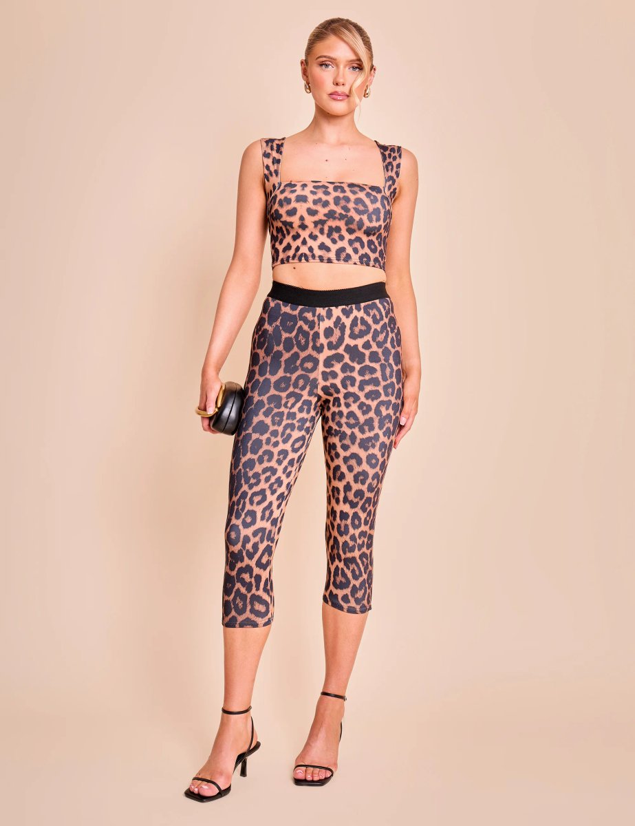 Public Desire Square Neck Luxe Slinky Bralet Top Leopard - 3