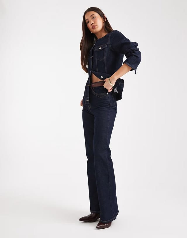 ASOS ONLY high waist flared jeans co-ord in indigo - 3