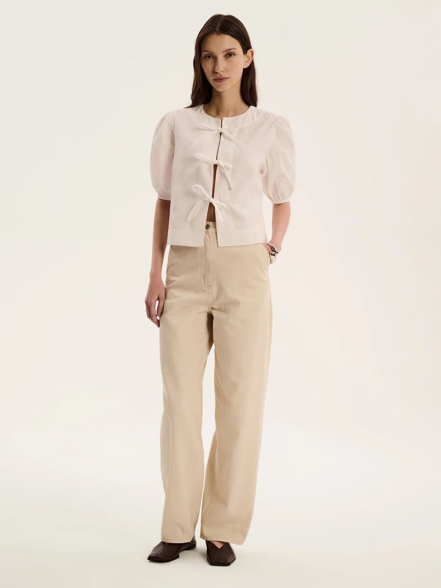 OMNES OMNES Apollo White Puff Sleeve Blouse