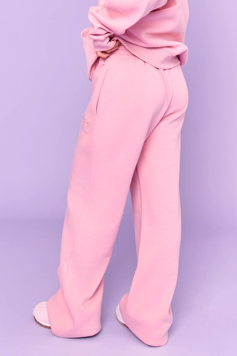 Kaiia Kaiia Slogan Wide Leg Joggers Rose Pink - 3