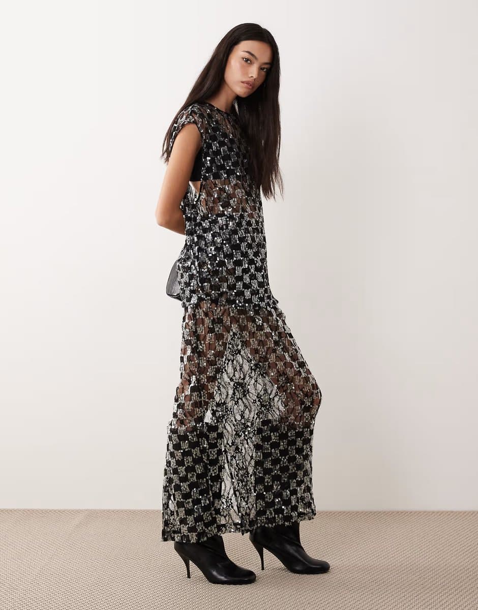 ASOS VRG GRL embellished midaxi skirt in black