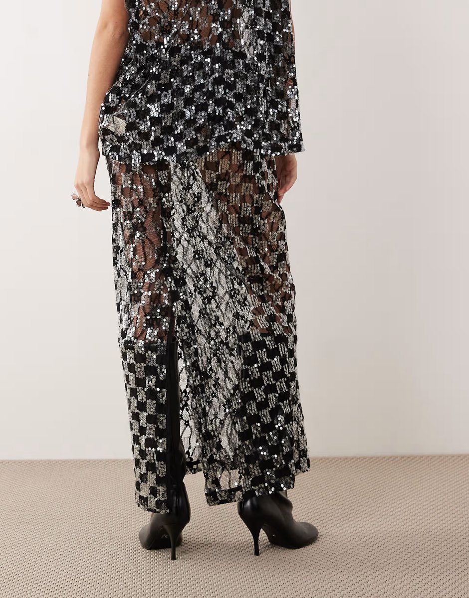 ASOS VRG GRL embellished midaxi skirt in black - 2