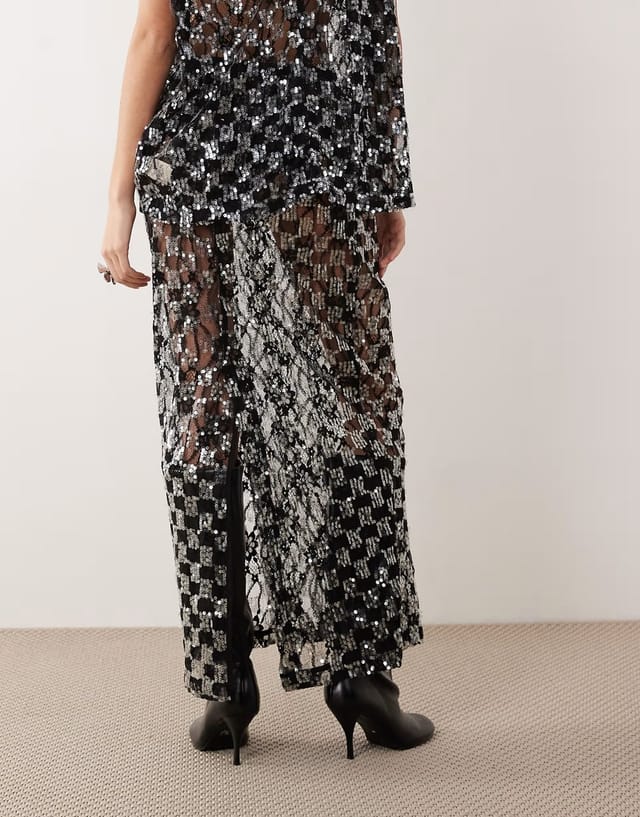 ASOS VRG GRL embellished midaxi skirt in black - 2