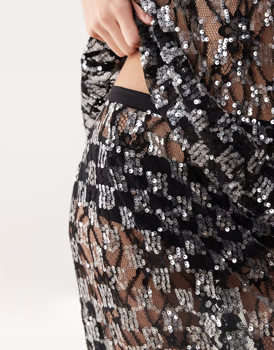 ASOS VRG GRL embellished midaxi skirt in black - 3