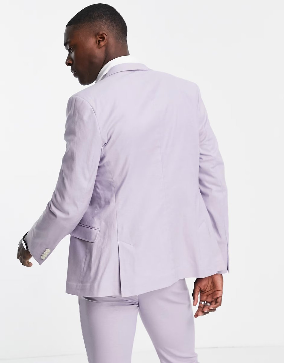 ASOS ASOS DESIGN super skinny suit jacket in pastel lilac linen mix - 2