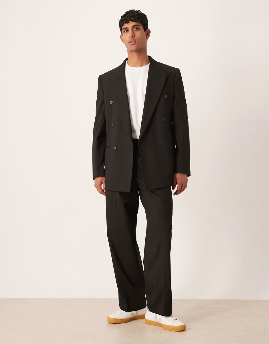 ASOS ASOS DESIGN relaxed suit jacket in black metallic pinstripe - 2