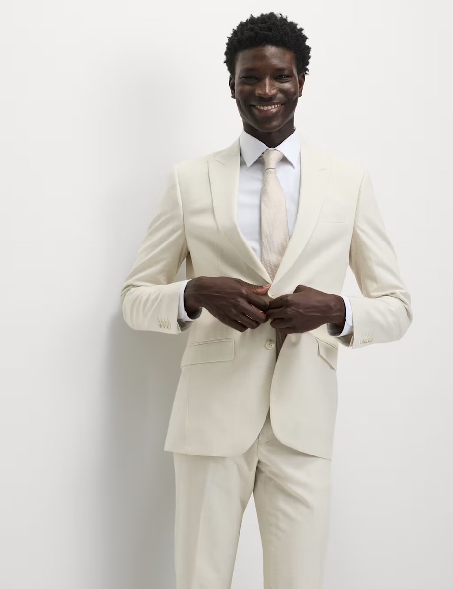 Marks & Spencer M&S Slim Fit Suit Jacket with Linen Stone - 2