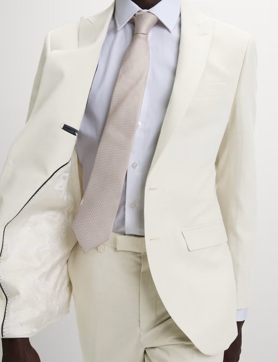 Marks & Spencer M&S Slim Fit Suit Jacket with Linen Stone - 3