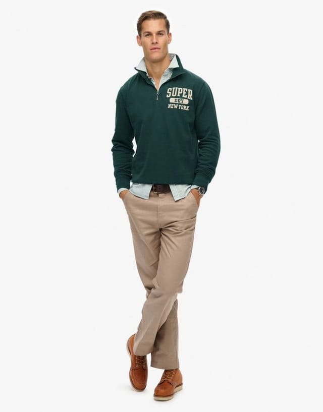 ASOS Superdry Vintage athletic zip half-zip jumper in eagle green - 3