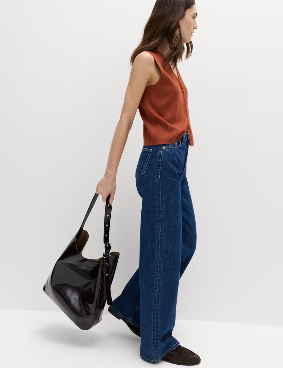 Marks & Spencer M&S V-Neck Cropped Knitted Waistcoat Brandy - 2