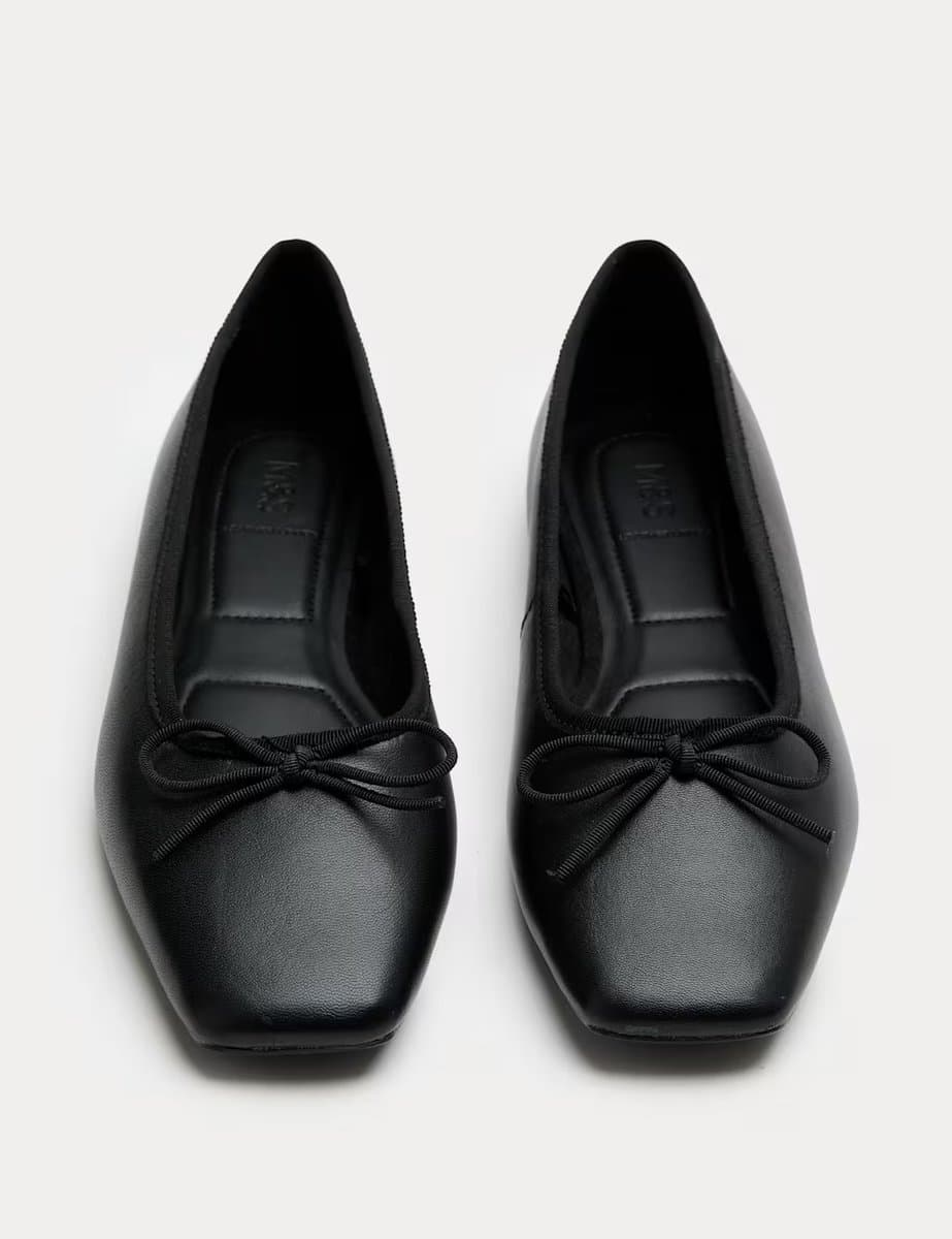 Marks & Spencer M&S Modern Black Ballet Pumps with Bow