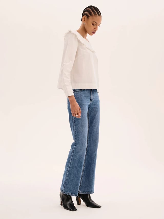 OMNES Briony Frill Blouse in White - 2