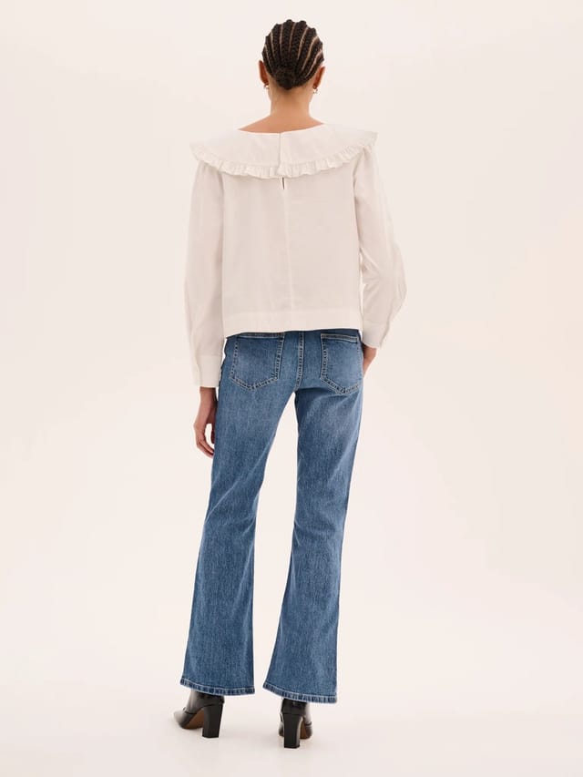OMNES Briony Frill Blouse in White - 3