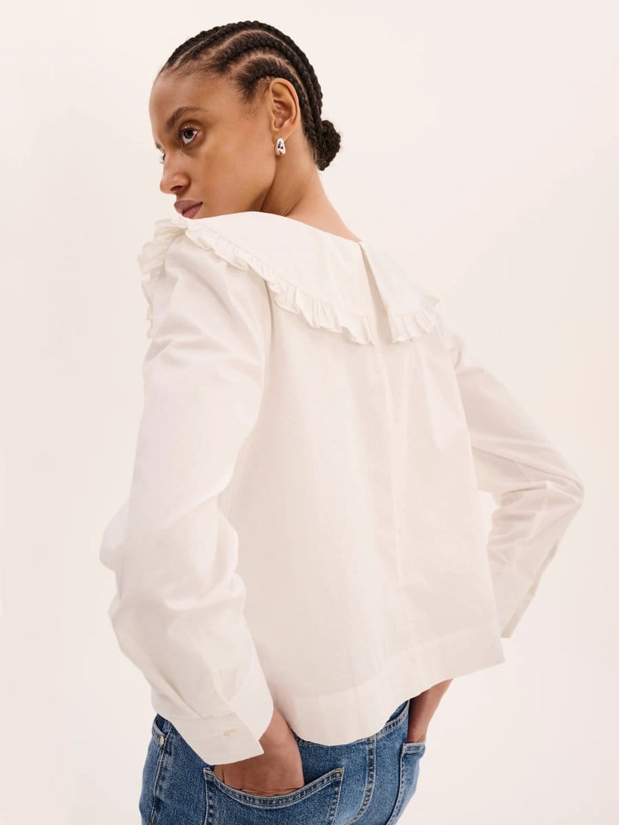 OMNES Briony Frill Blouse in White - 4