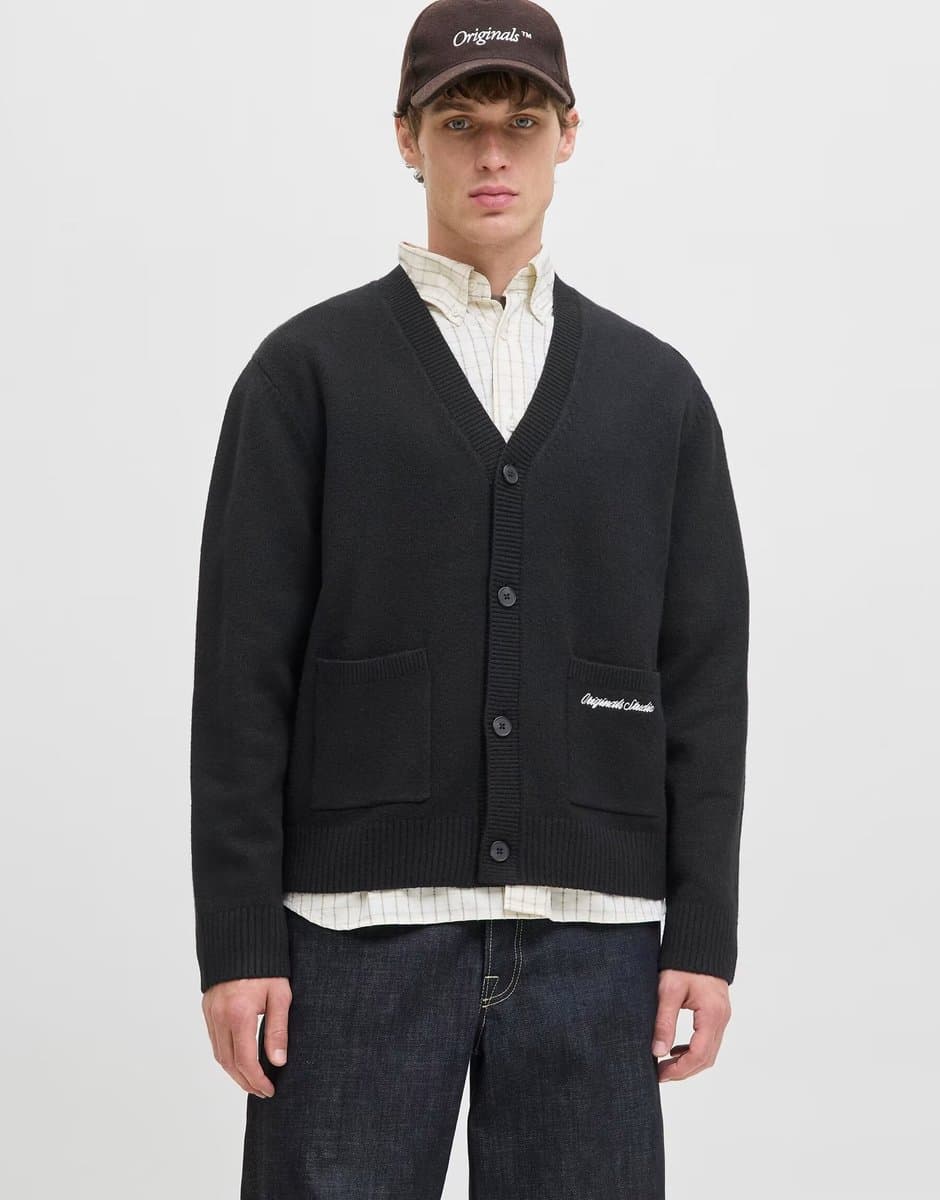 ASOS Jack & Jones Knitted cardigan in black
