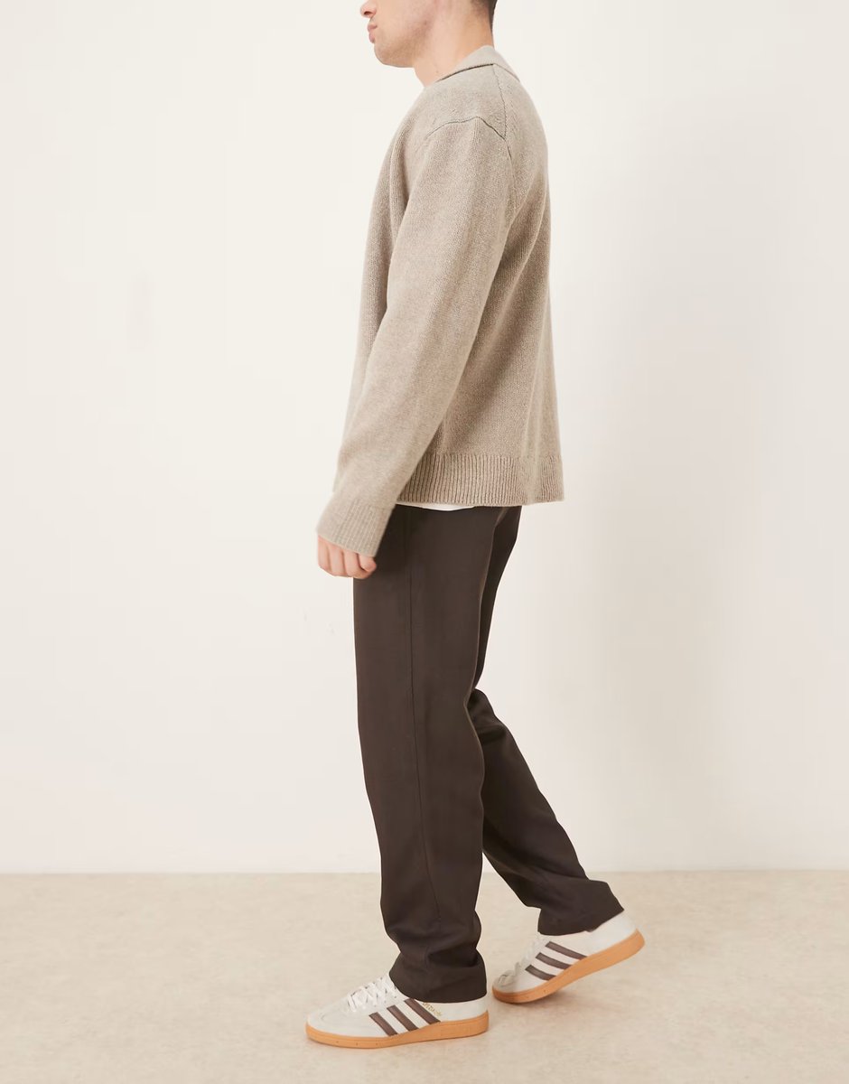 ASOS ASOS DESIGN straight trousers in brown wool look - 3