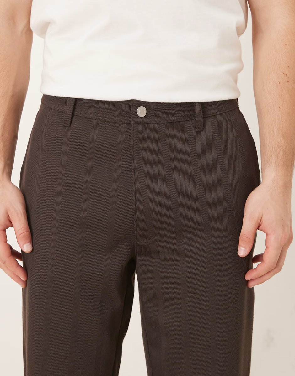 ASOS ASOS DESIGN straight trousers in brown wool look - 4