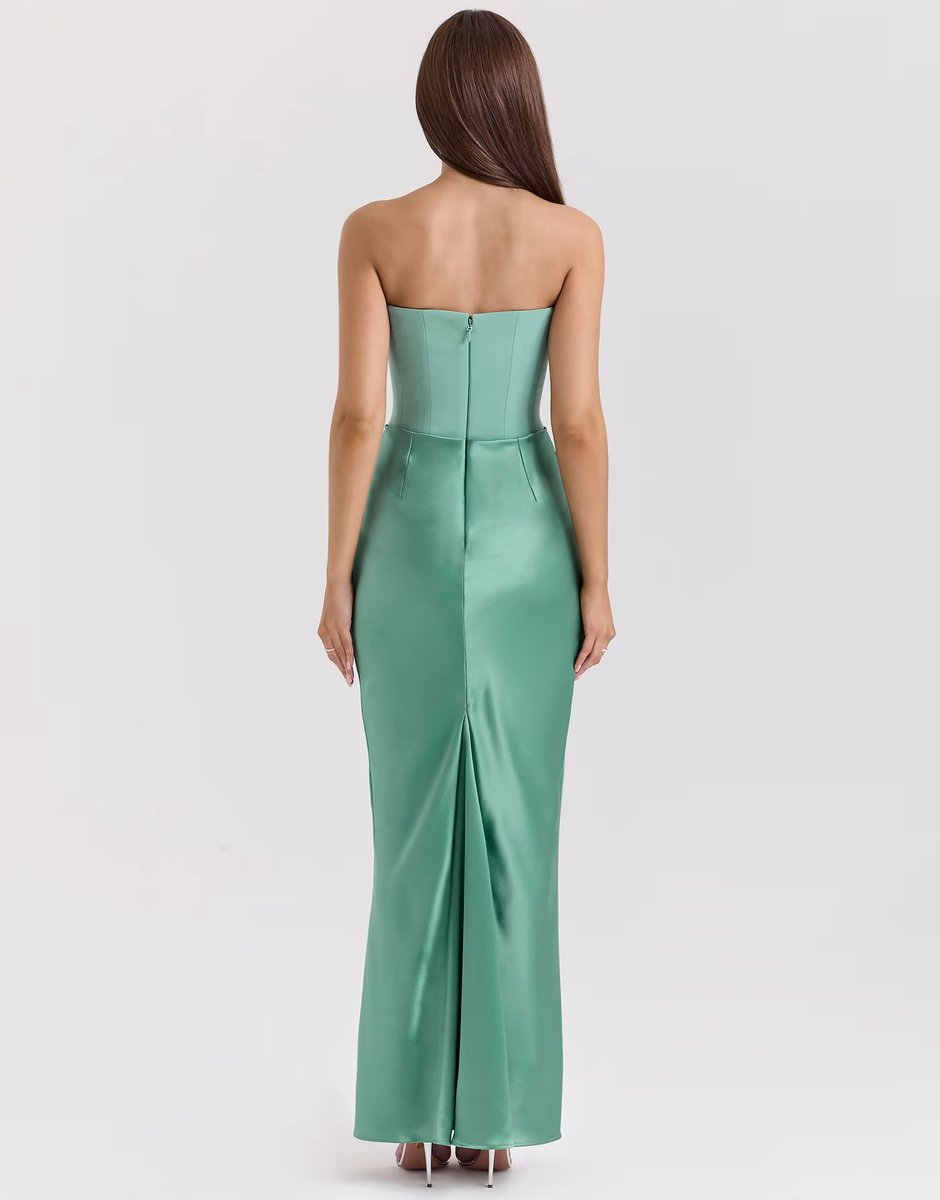 ASOS House of CB Persephone strapless corset maxi dress in jade - 2