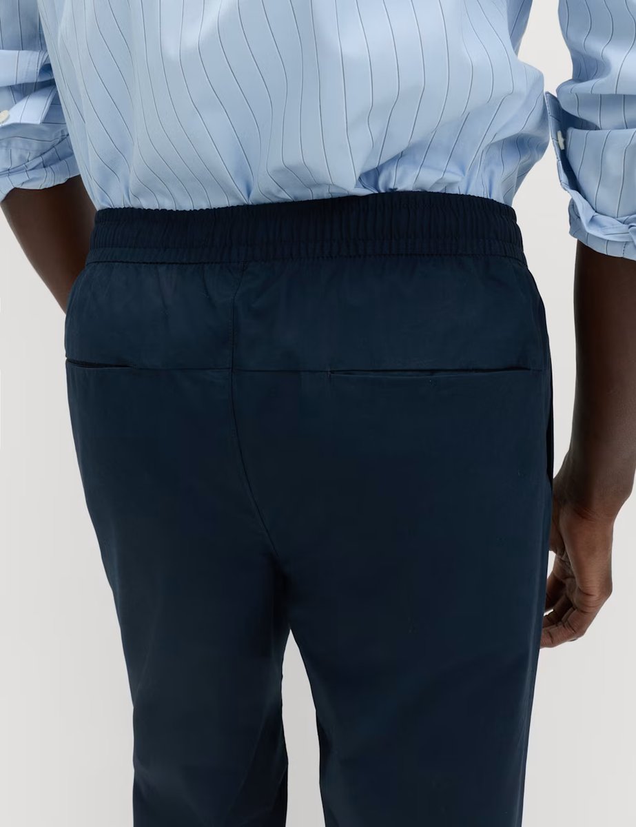 Marks & Spencer M&S Loose Tapered Fit Lightweight Trousers Navy - 2