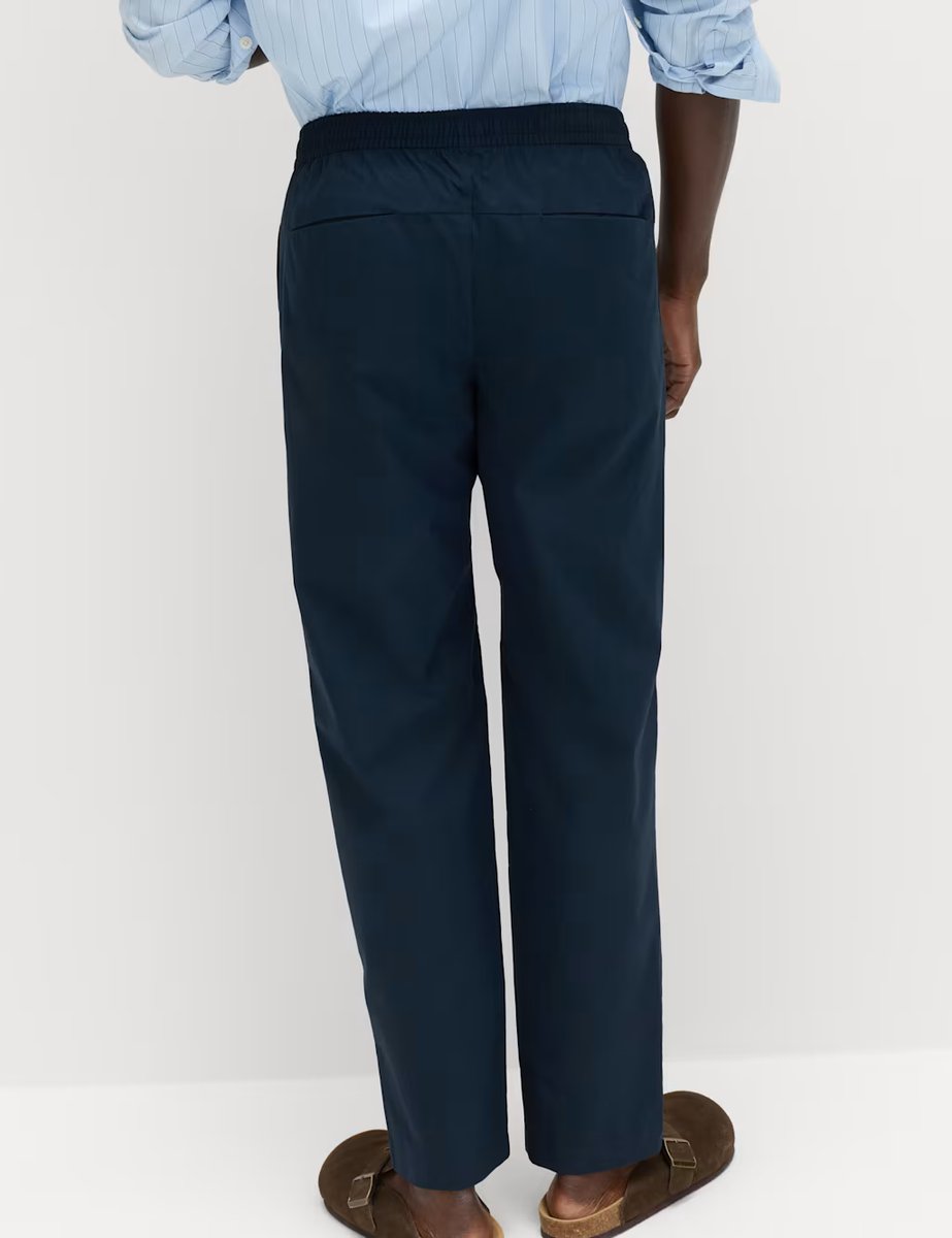 Marks & Spencer M&S Loose Tapered Fit Lightweight Trousers Navy - 3