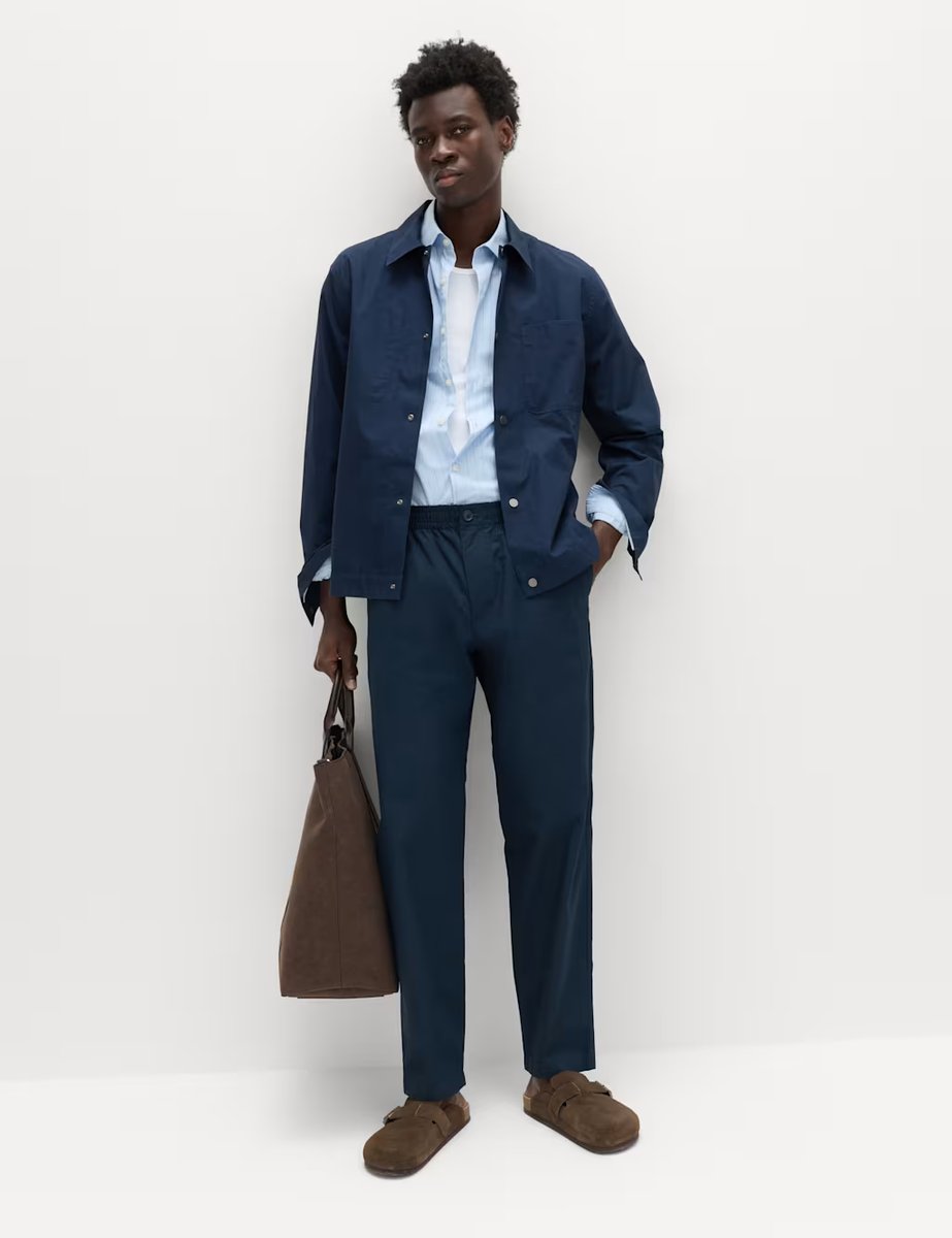 Marks & Spencer M&S Loose Tapered Fit Lightweight Trousers Navy - 4