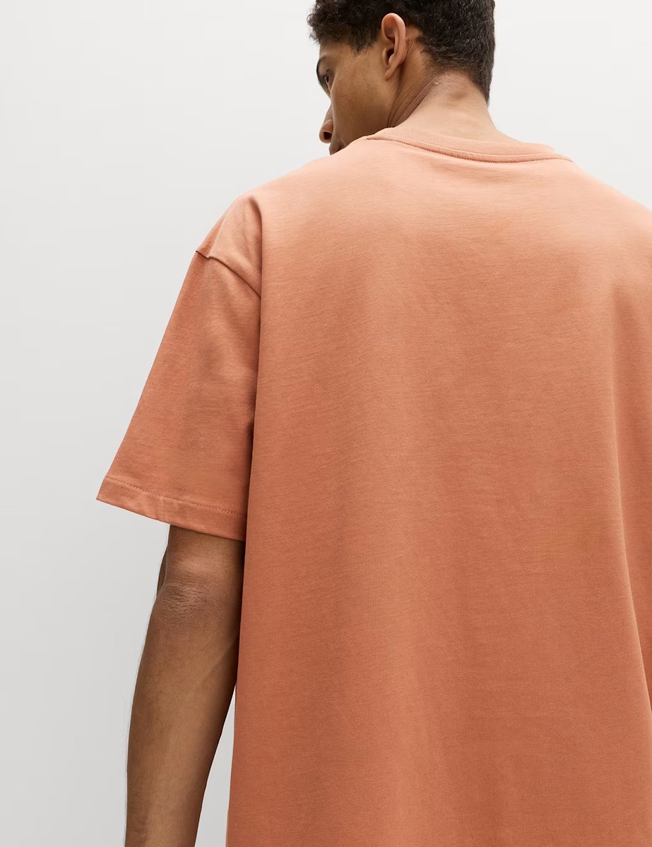 Marks & Spencer M&S Pure Cotton Oversized Midweight T-Shirt Burnt Orange - 4