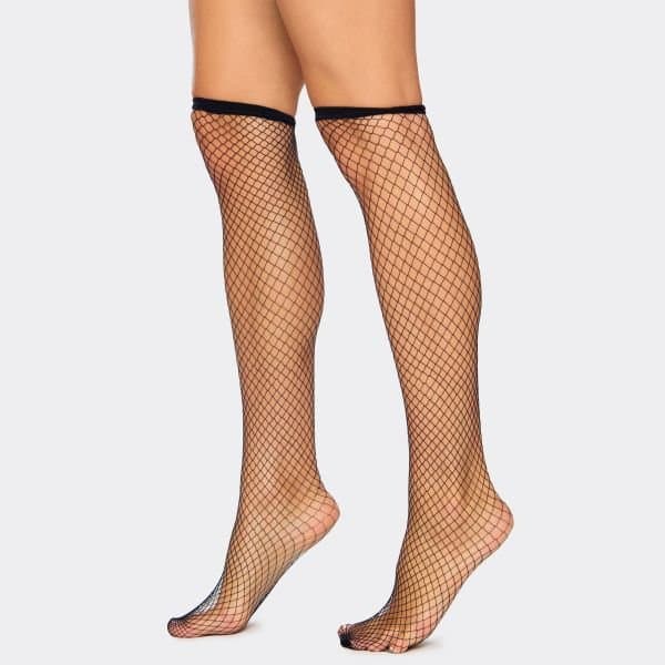 EGO Knee High Stockings In Black Fishnet, Women's Size UK One Size