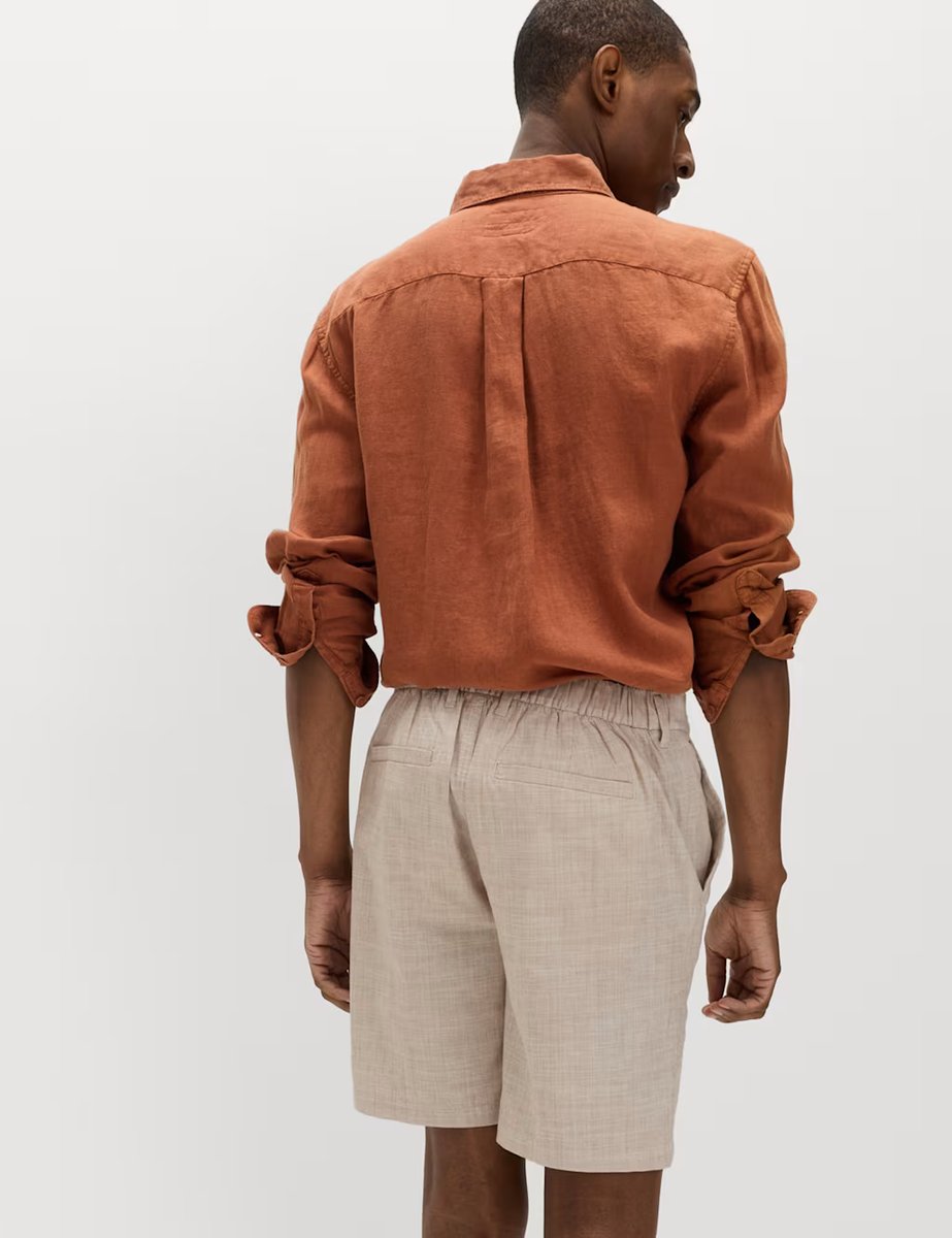 Marks & Spencer M&S Half-Elasticated Waist Chino Shorts Stone Mix - 3