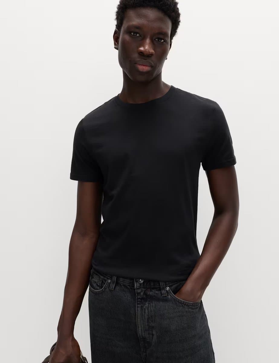 Marks & Spencer M&S Slim Fit Crew Neck T-Shirts in Black