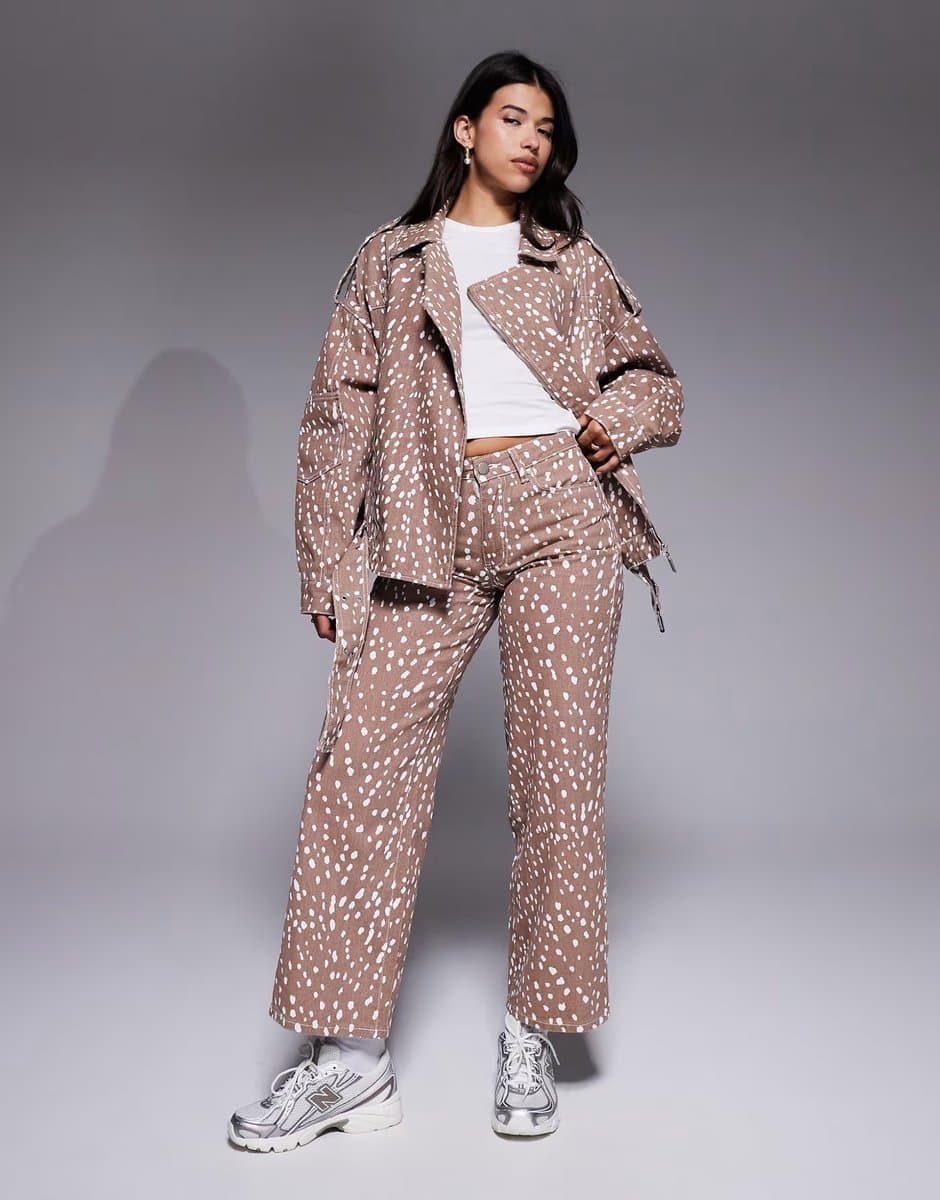 ASOS Liquor N Poker baggy fit jeans co-ord in print