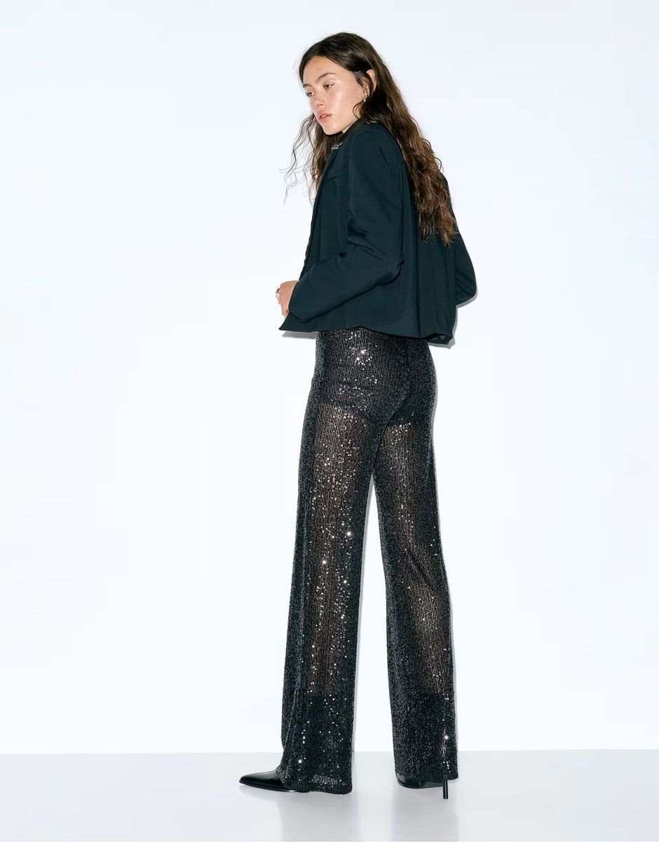 ASOS Pull&Bear Black sequin trousers in black - 4