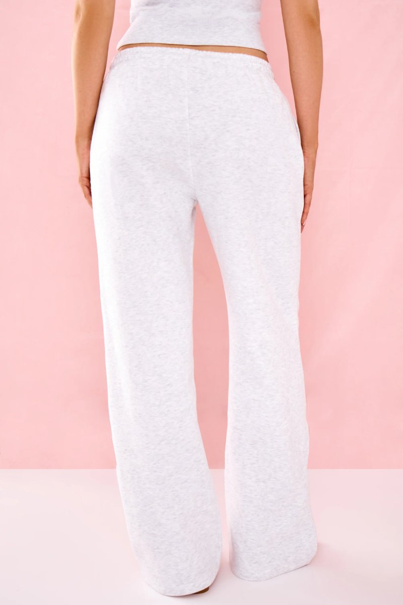 Kaiia Kaiia Bubble Graphic Wide Leg Joggers Light Grey Marl & Pink - 4