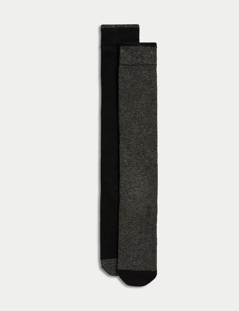Marks & Spencer M&S 2 Pack Heatgen™ Maximum Warmth Longer Length Thermal Socks Grey Mix - 1