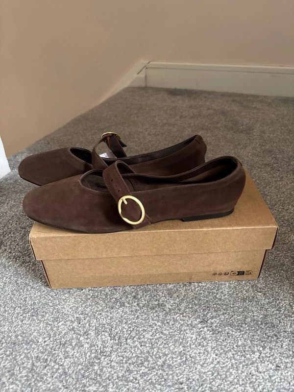 ASOS With Tags ASOS Luxe Premium Leather Mary Jane ballet in brown