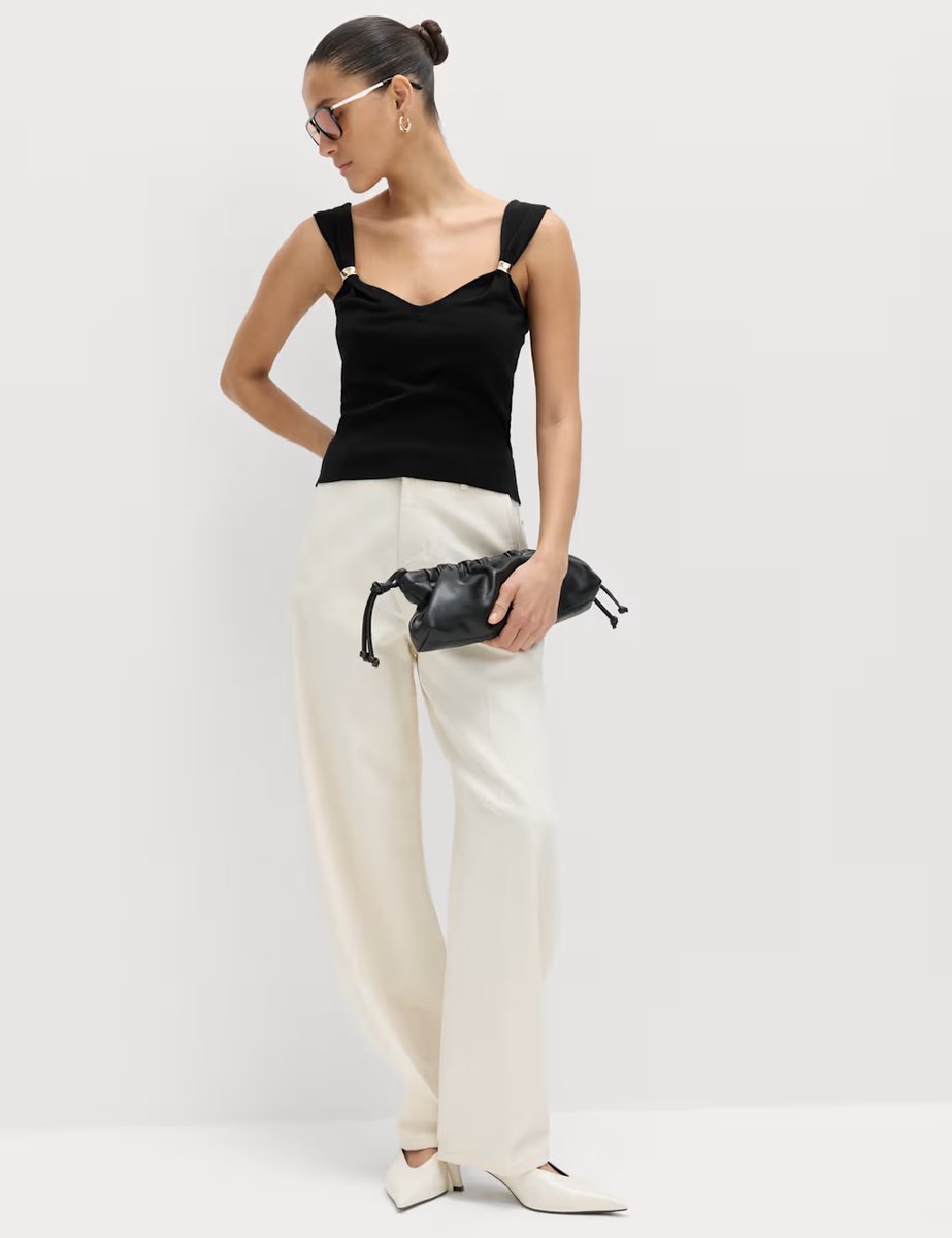 Marks & Spencer M&S Hardware Detail Slim Fit Cropped Knitted Vest Black - 2