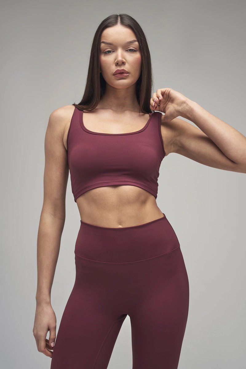 Kaiia Kaiia Sculpt Square Neck Crop Top Dark Cherry - 4