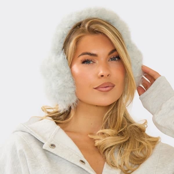 EGO EGO Grey Faux Fur Earmuffs in Grey