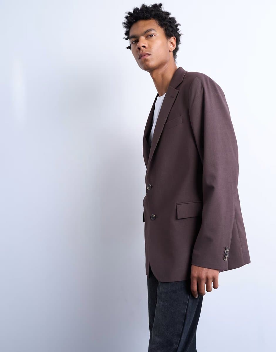 ASOS Topman Chocolate Wool Touch Blazer