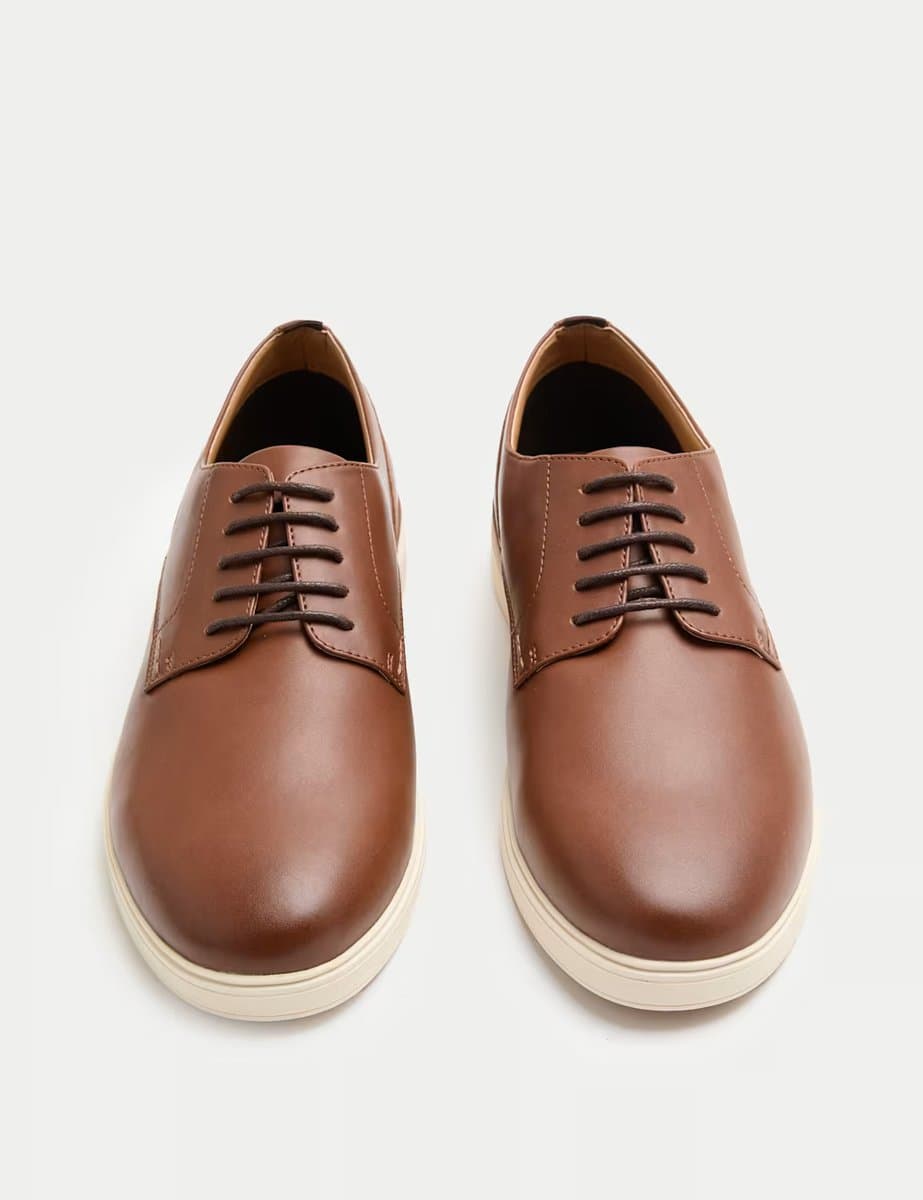 Marks & Spencer M&S Contrast Sole Derby Shoes Tan