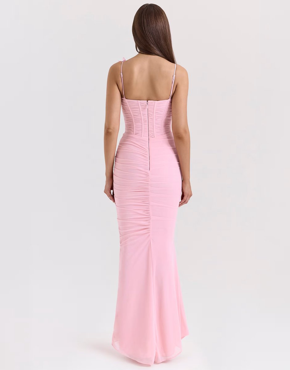 ASOS House of CB Romola mesh maxi dress in pink - 2