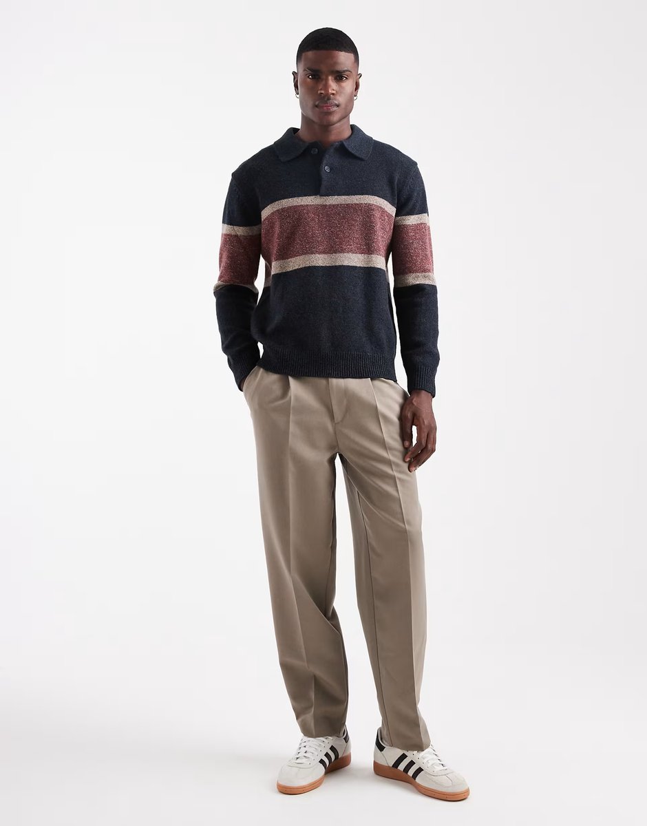 ASOS Levi's redwood chest stripe rugby knit jumper in navy marl - 2