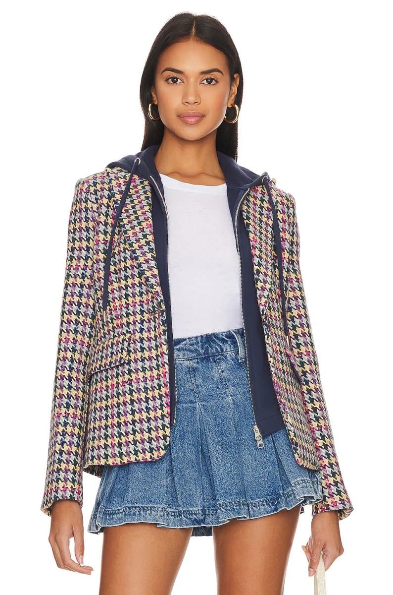 revolve Revolve Multi Houndstooth Jacket in Pink Multi