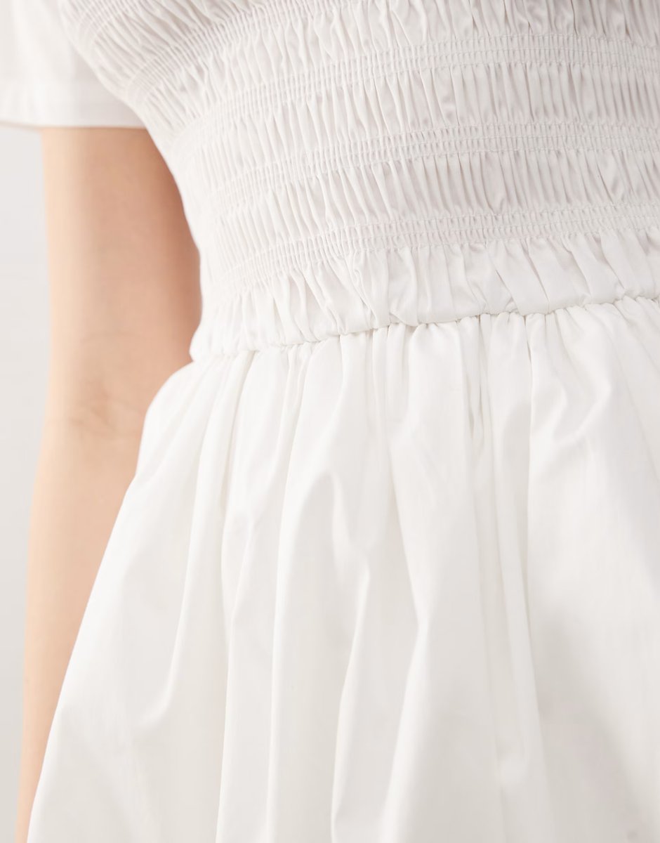 ASOS Amy Lynn Eleanor puffball mini dress in white - 4