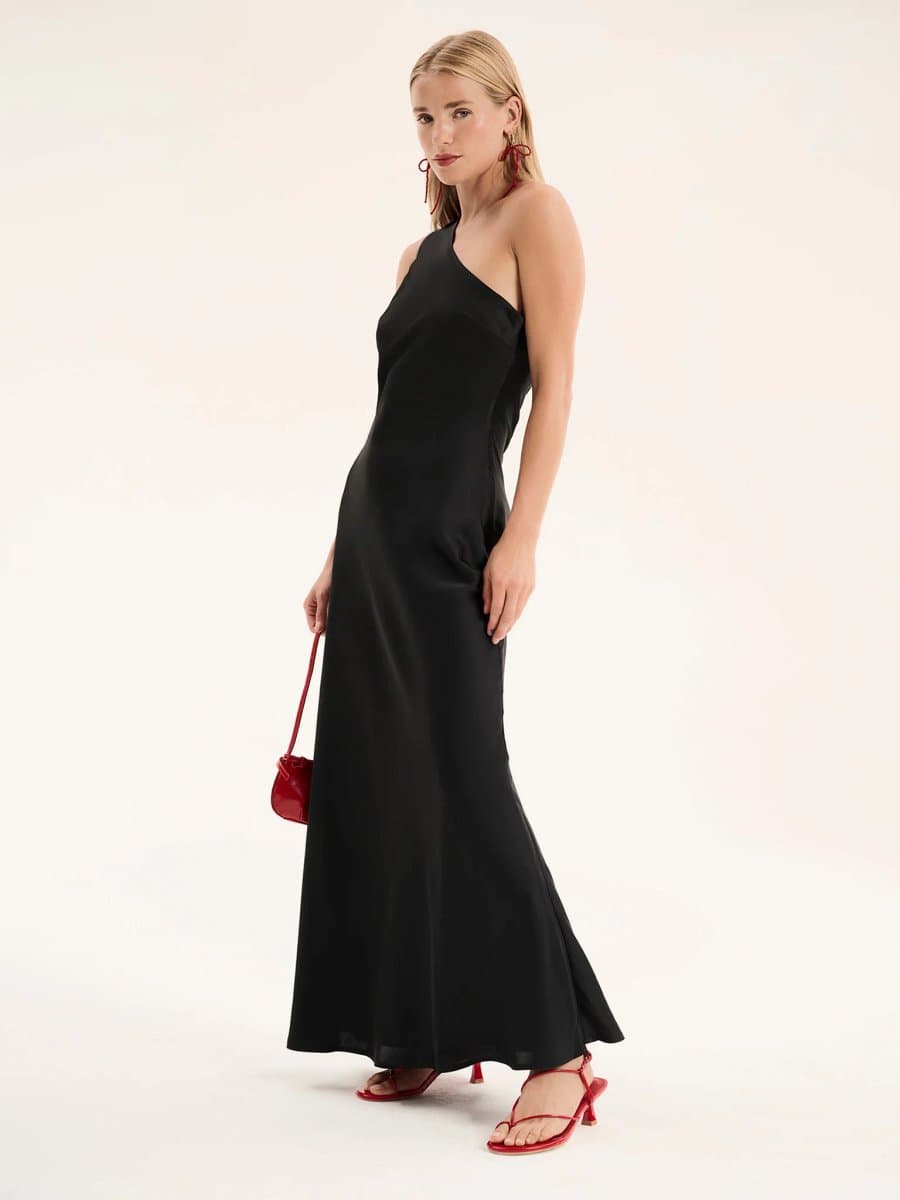 OMNES Uma One Shoulder Dress in Black