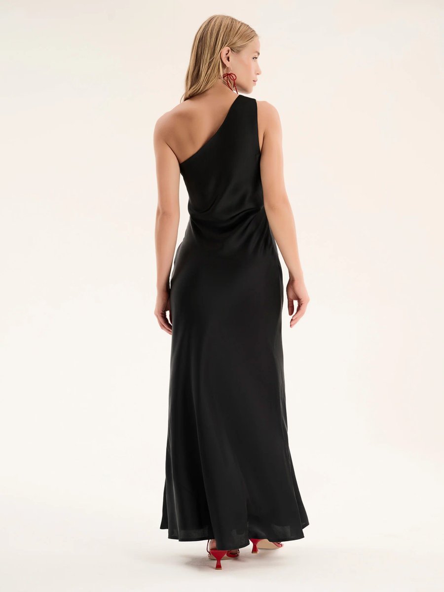 OMNES Uma One Shoulder Dress in Black - 2