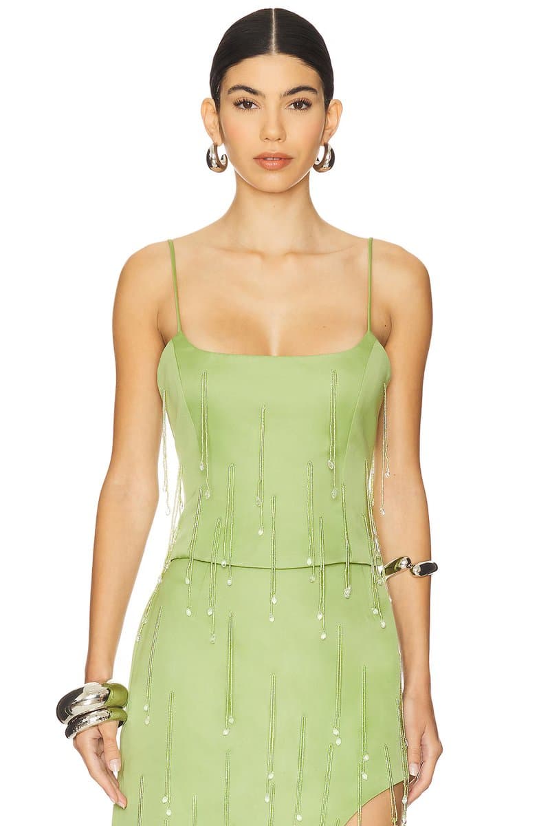 revolve revolve Elegant Sequined Crop Top in Green